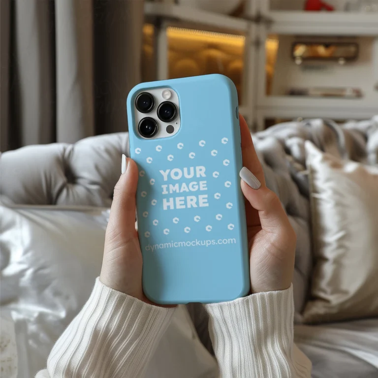 iPhone Sky Blue Phone Case Mockup Template