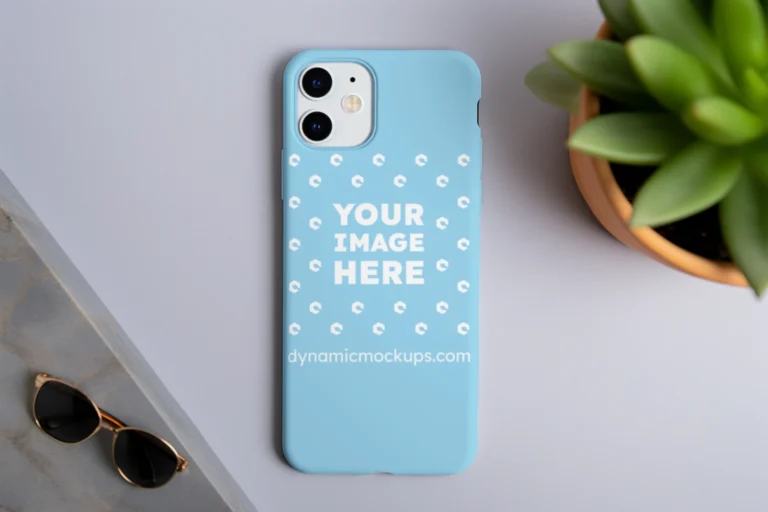 iPhone Sky Blue Phone Case Mockup Template