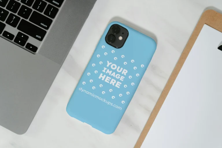 iPhone Sky Blue Phone Case Mockup Template