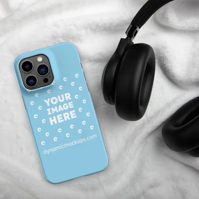 iPhone Sky Blue Phone Case Mockup Template