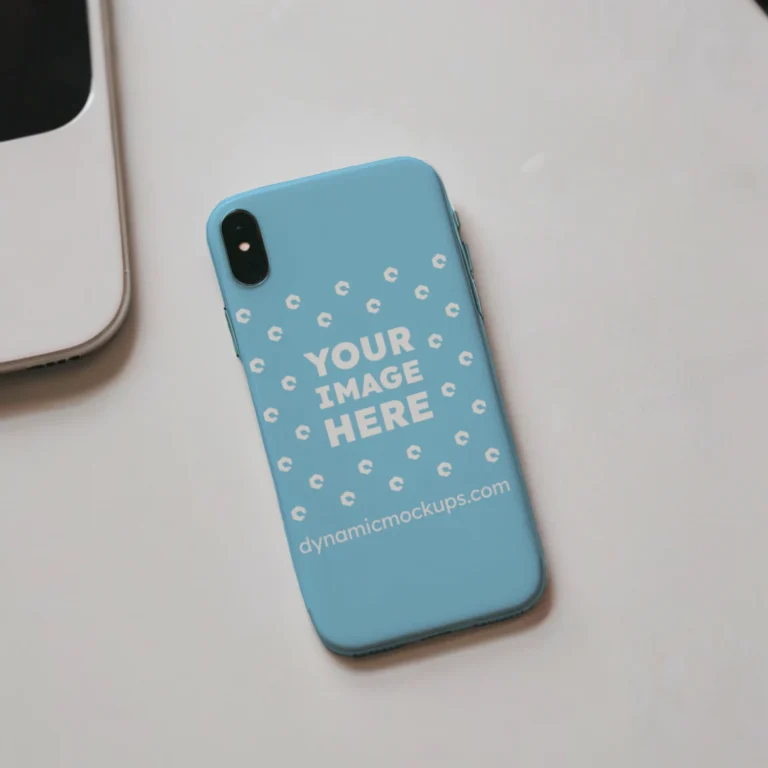 iPhone Sky Blue Phone Case Mockup Template