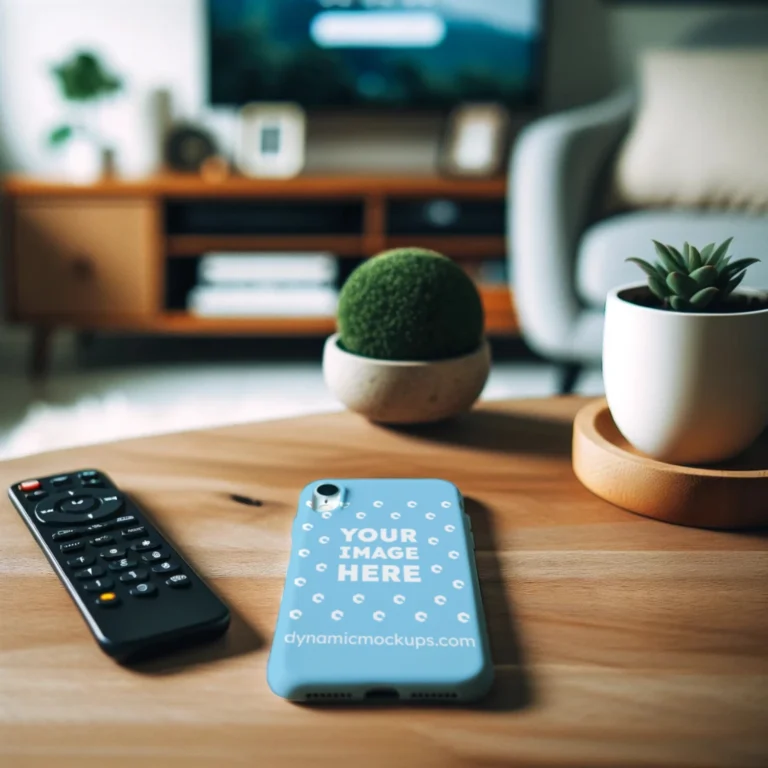 iPhone Sky Blue Phone Case Mockup Template