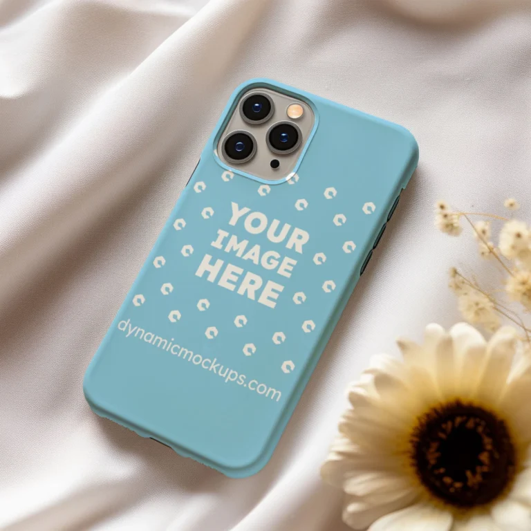 iPhone Sky Blue Phone Case Mockup Template