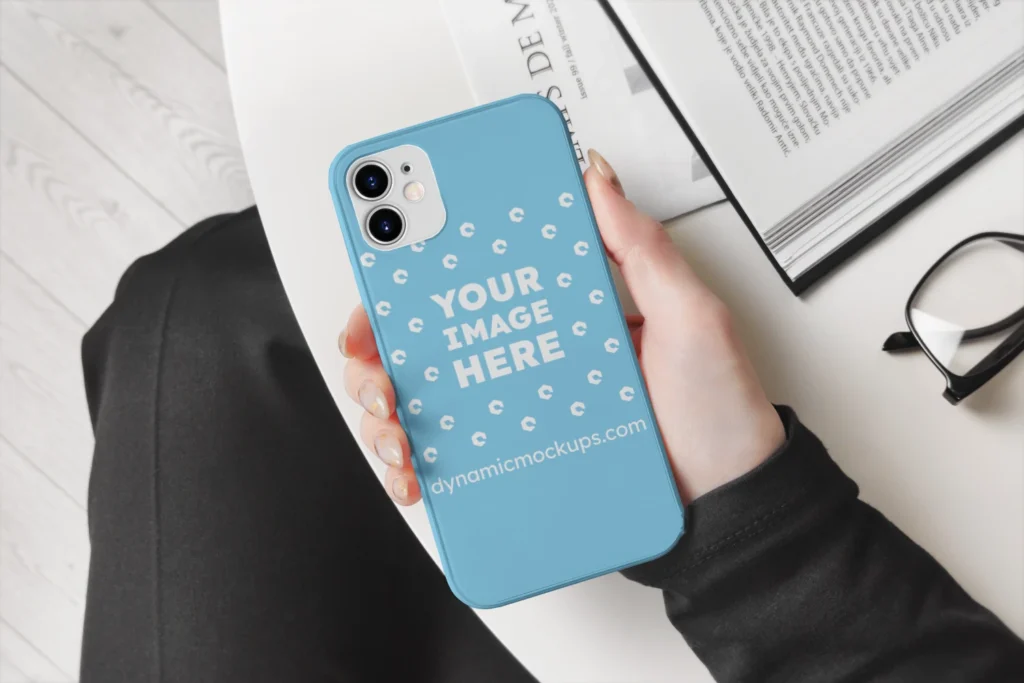 iPhone Sky Blue Phone Case Mockup Template