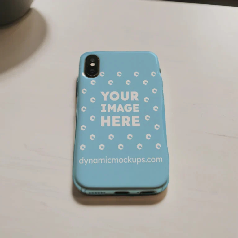 iPhone Sky Blue Phone Case Mockup Template