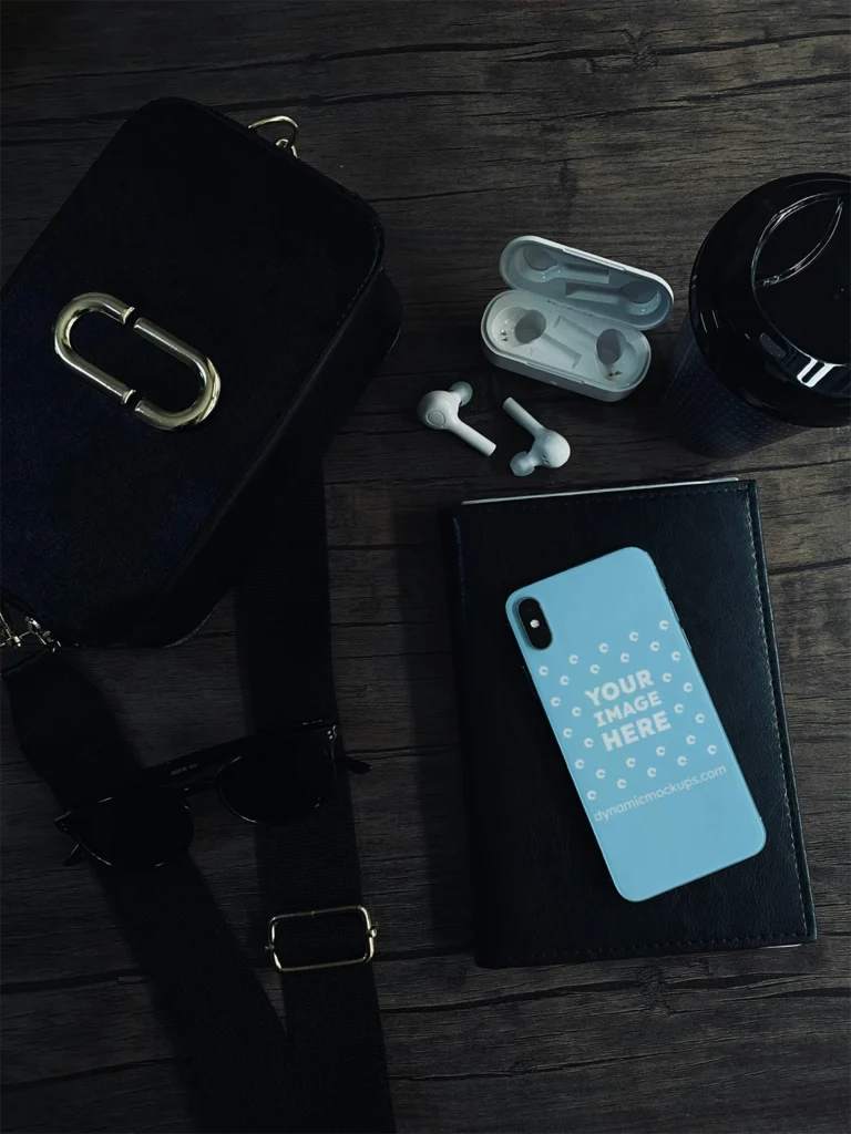 iPhone Sky Blue Phone Case Mockup Template
