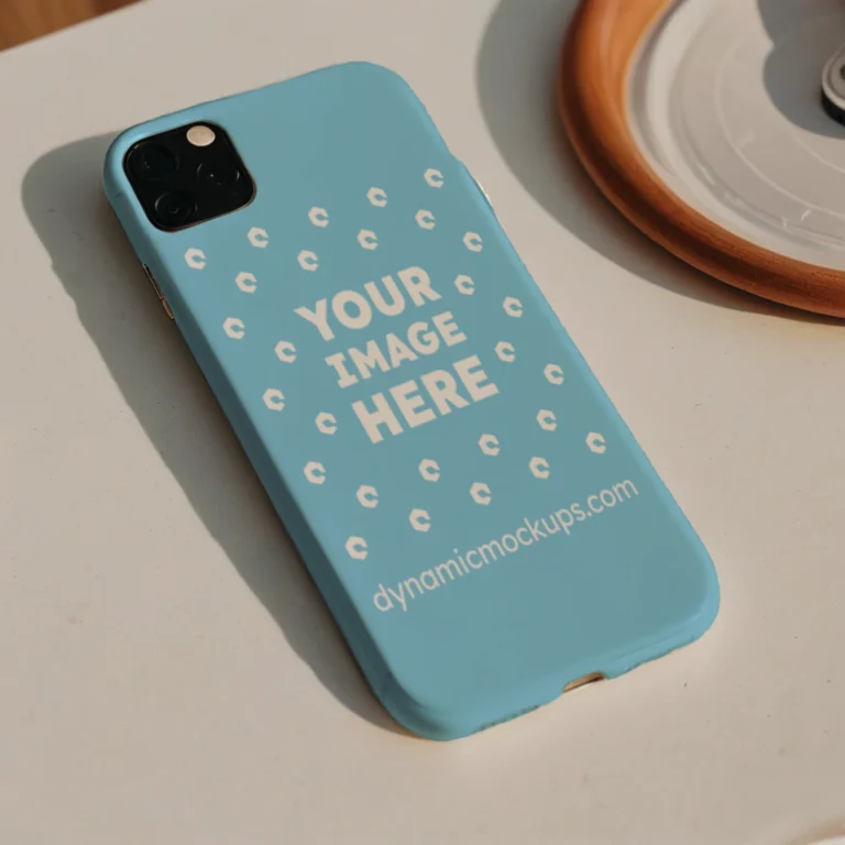 iPhone Sky Blue Phone Case Mockup Template