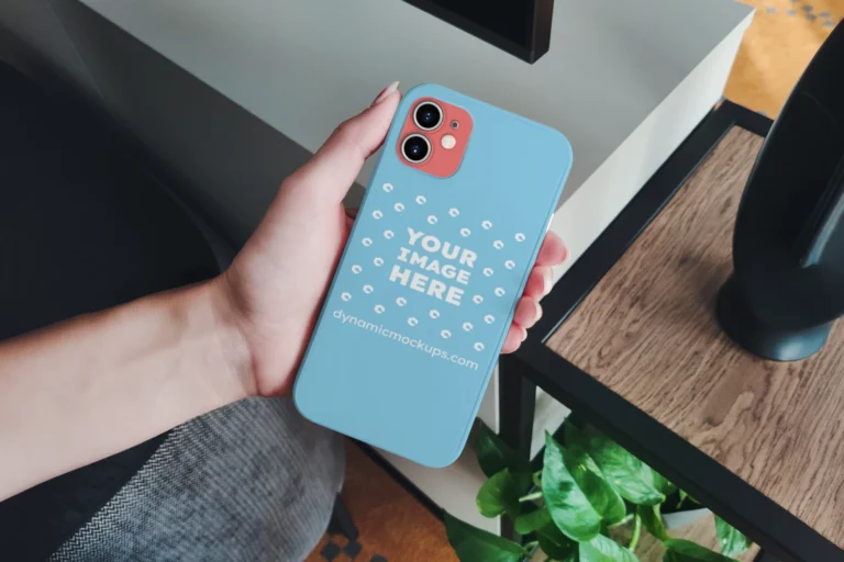 iPhone Sky Blue Phone Case Mockup Template