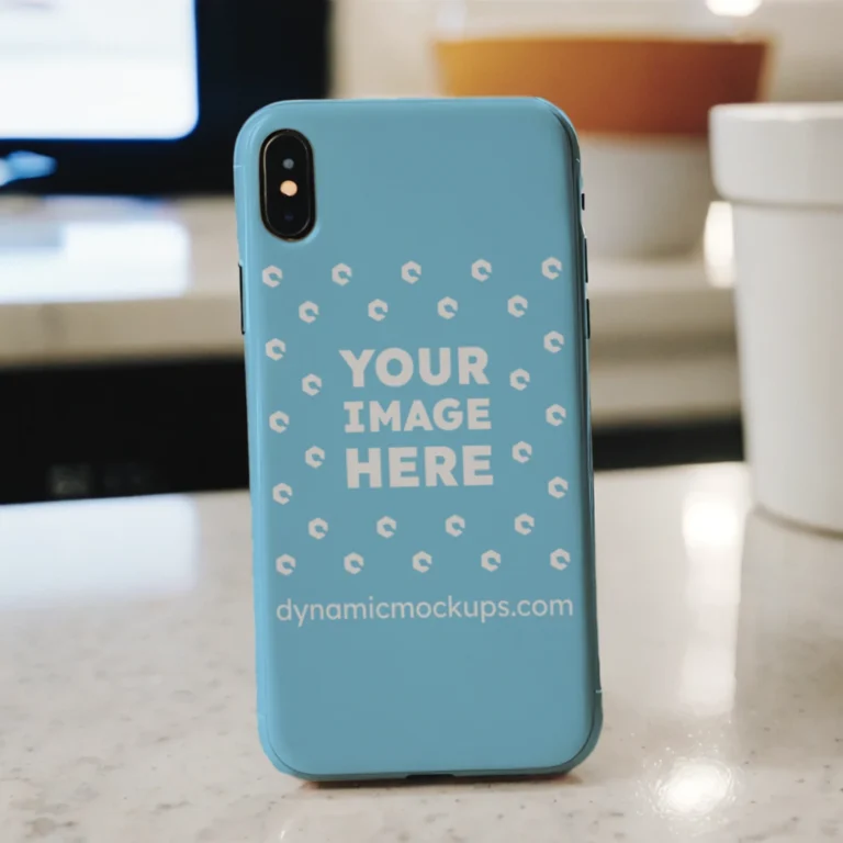 iPhone Sky Blue Phone Case Mockup Template