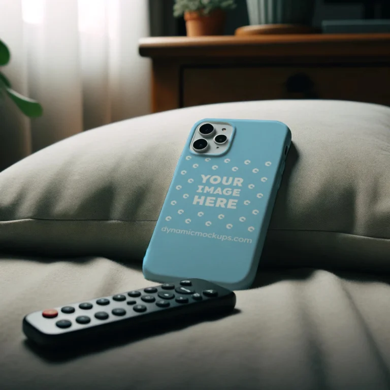 iPhone Sky Blue Phone Case Mockup Template
