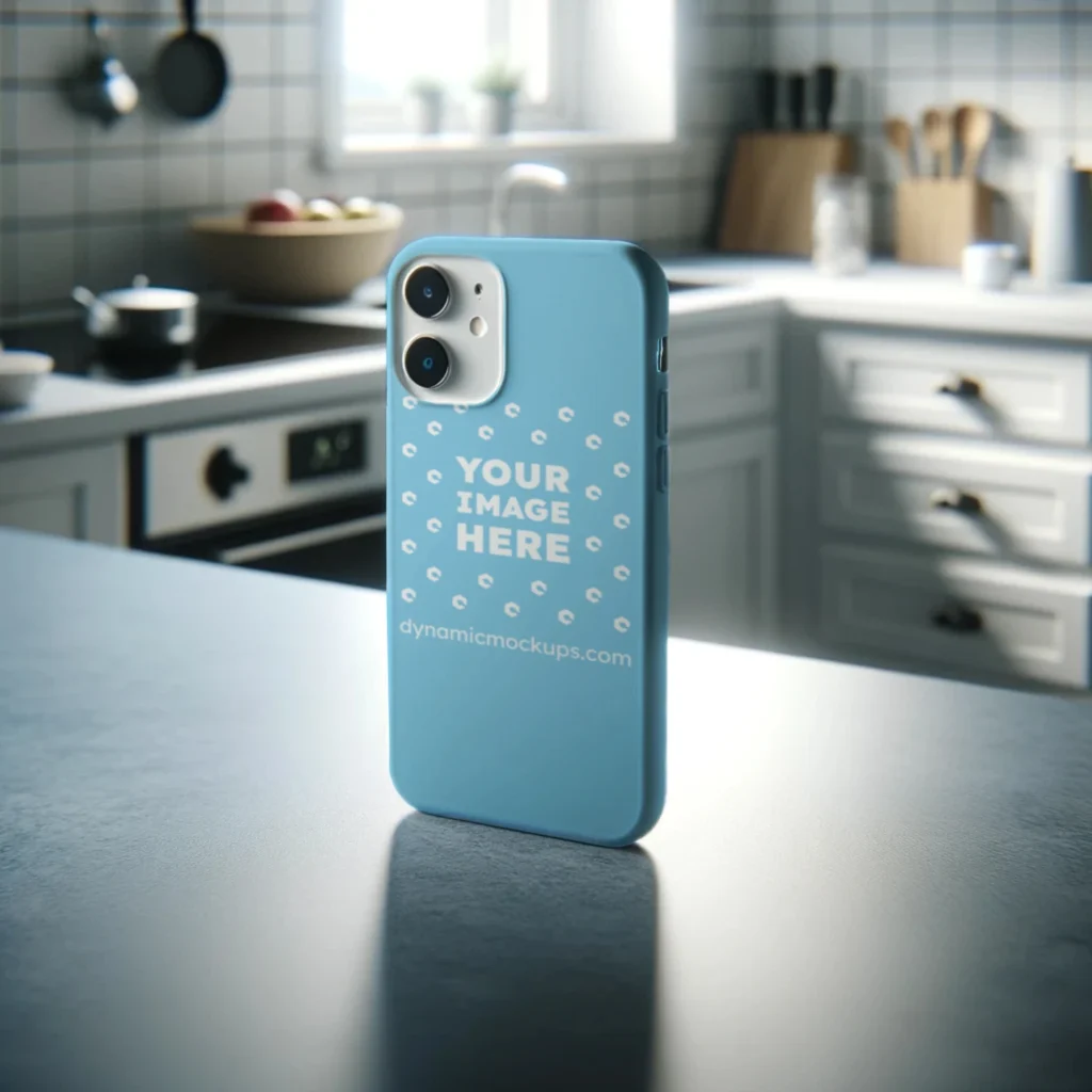 iPhone Sky Blue Phone Case Mockup Template