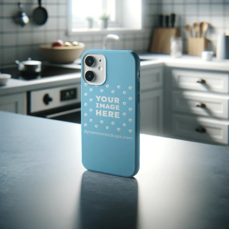iPhone Sky Blue Phone Case Mockup Template