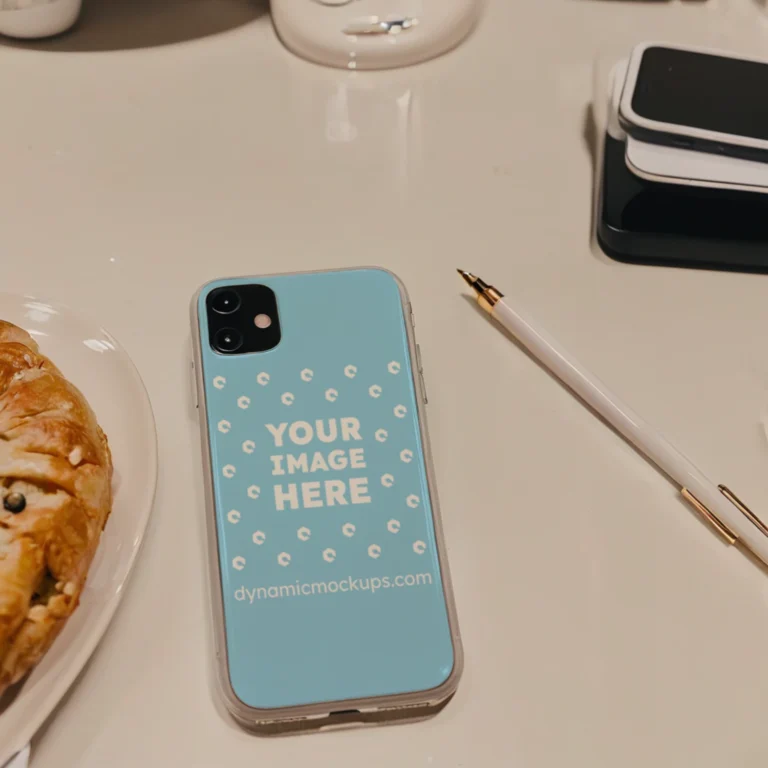iPhone Sky Blue Phone Case Mockup Template