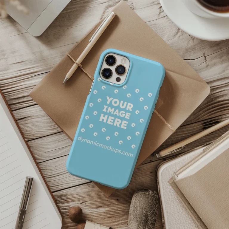 iPhone Sky Blue Phone Case Mockup Template