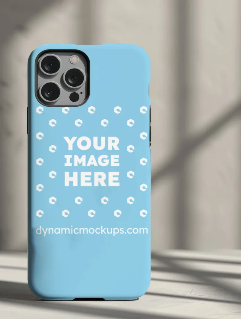 iPhone Sky Blue Phone Case Mockup Template