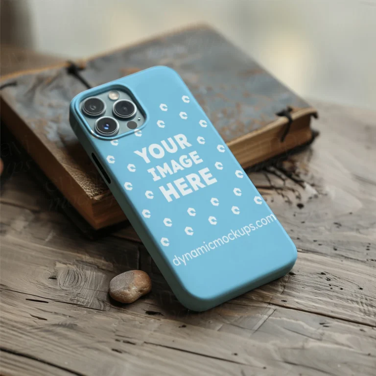 iPhone Sky Blue Phone Case Mockup Template