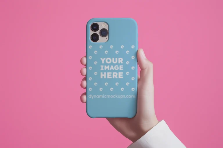 iPhone Sky Blue Phone Case Mockup Template