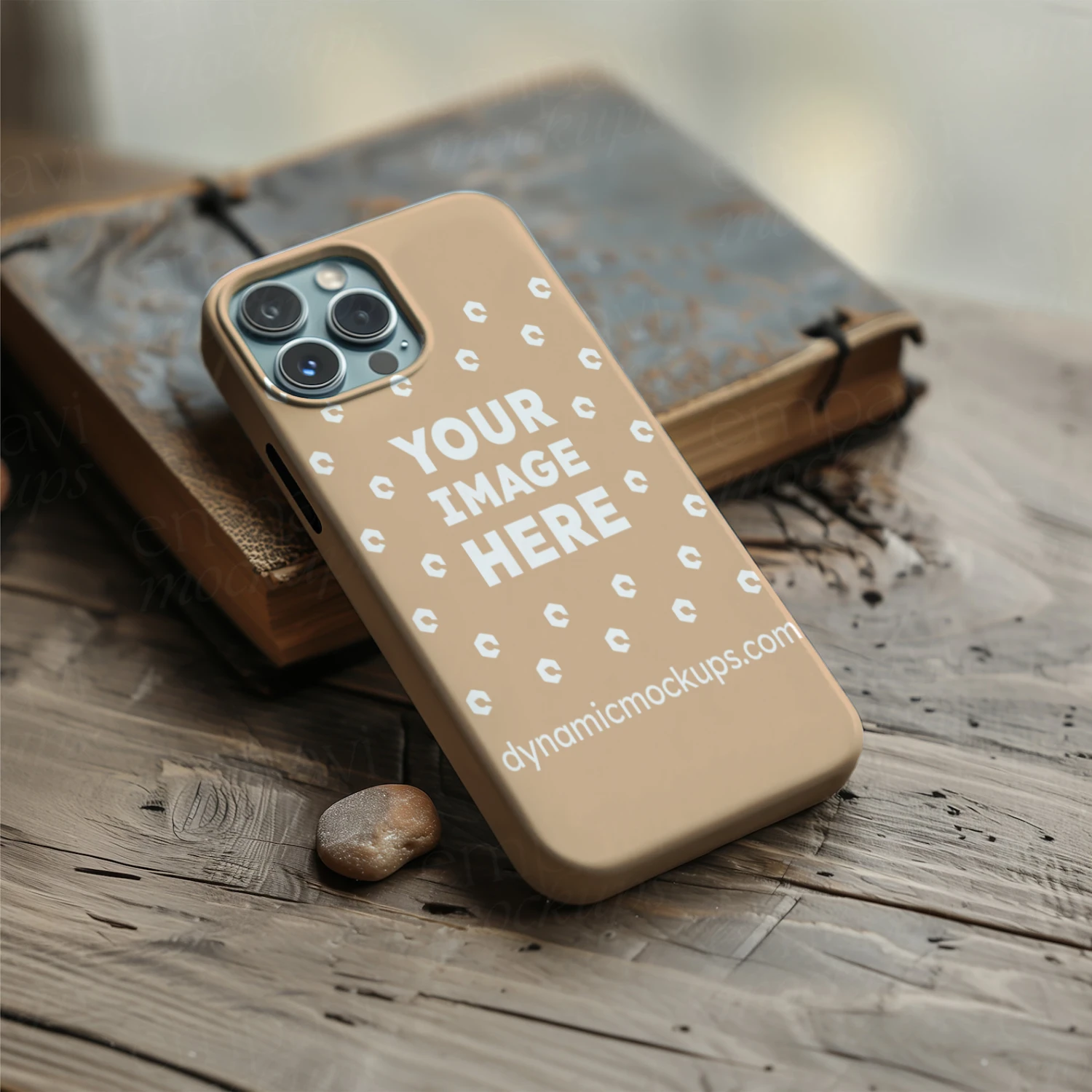iPhone Tan Phone Case Mockup Template #3990 + PSD | Use It Now