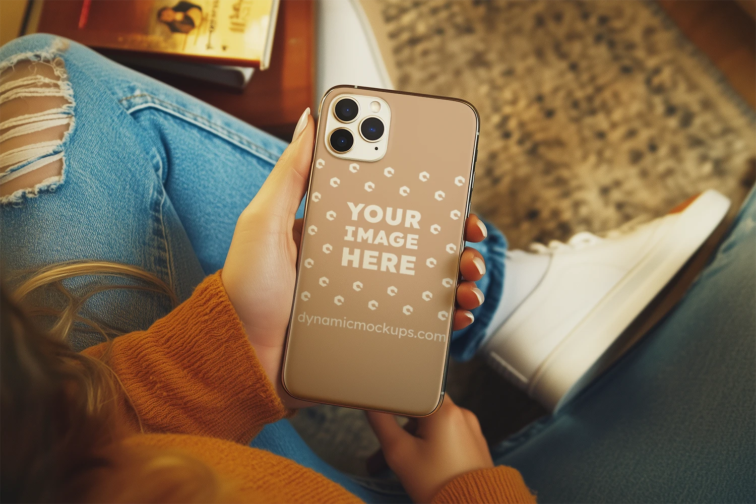 iPhone Tan Phone Case Mockup Template #3992 + PSD | Use It Now