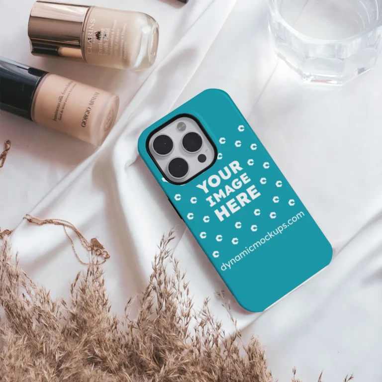 iPhone Teal Phone Case Mockup Template
