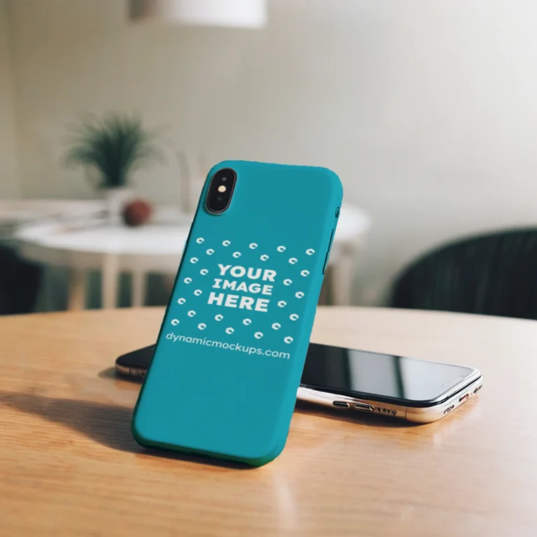 iPhone Teal Phone Case Mockup Template
