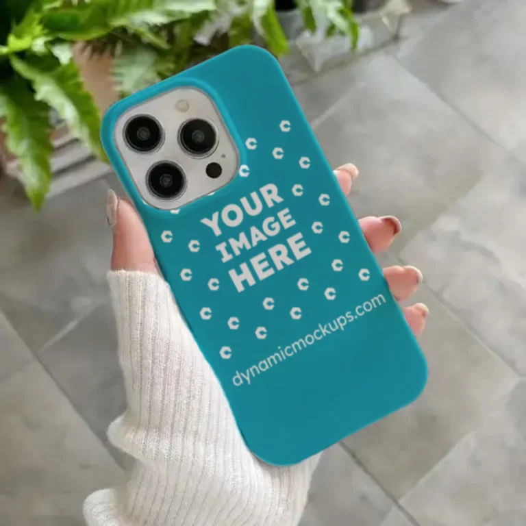 iPhone Teal Phone Case Mockup Template