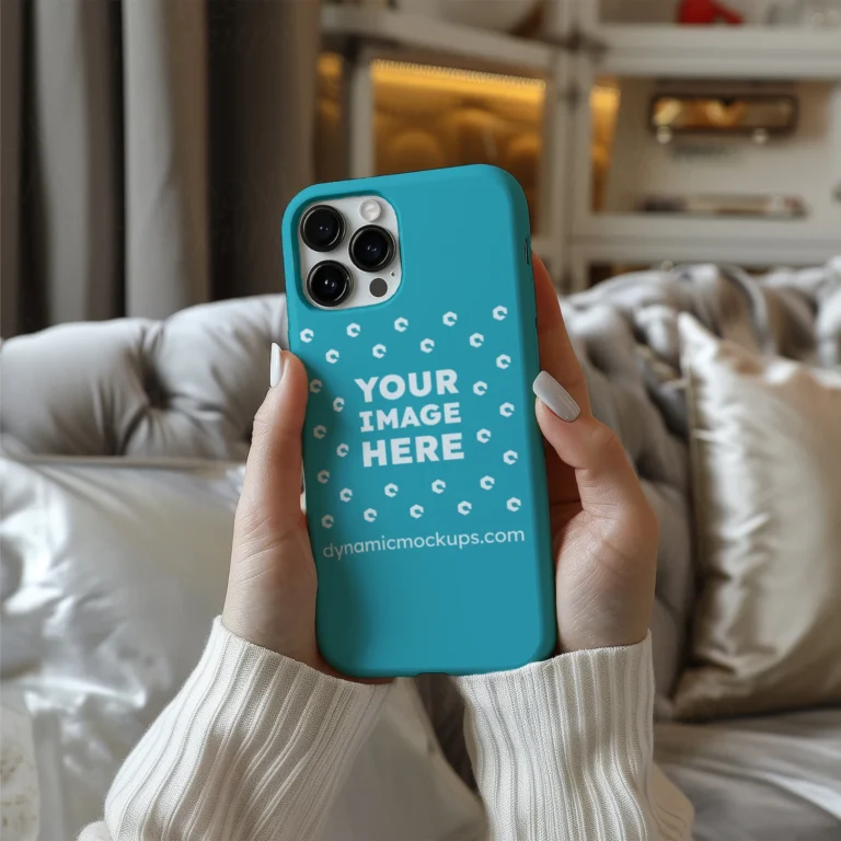 iPhone Teal Phone Case Mockup Template