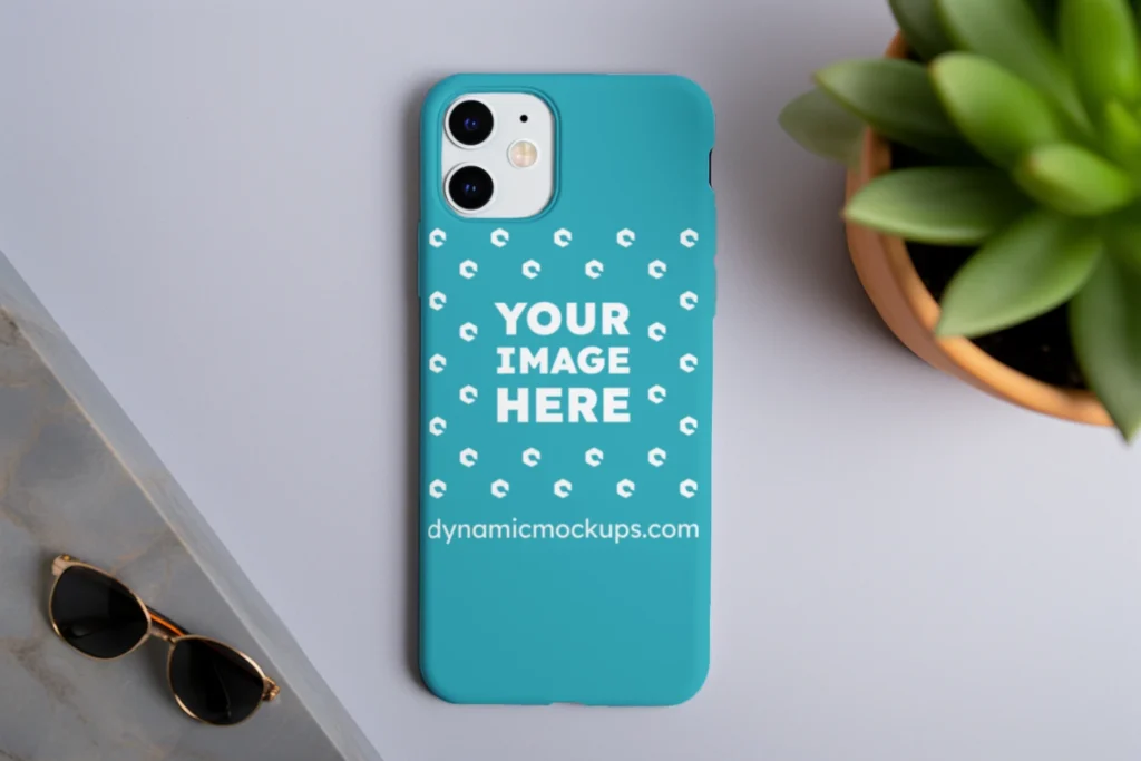 iPhone Teal Phone Case Mockup Template