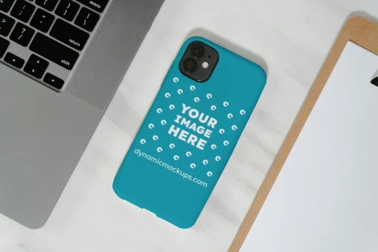 iPhone Teal Phone Case Mockup Template