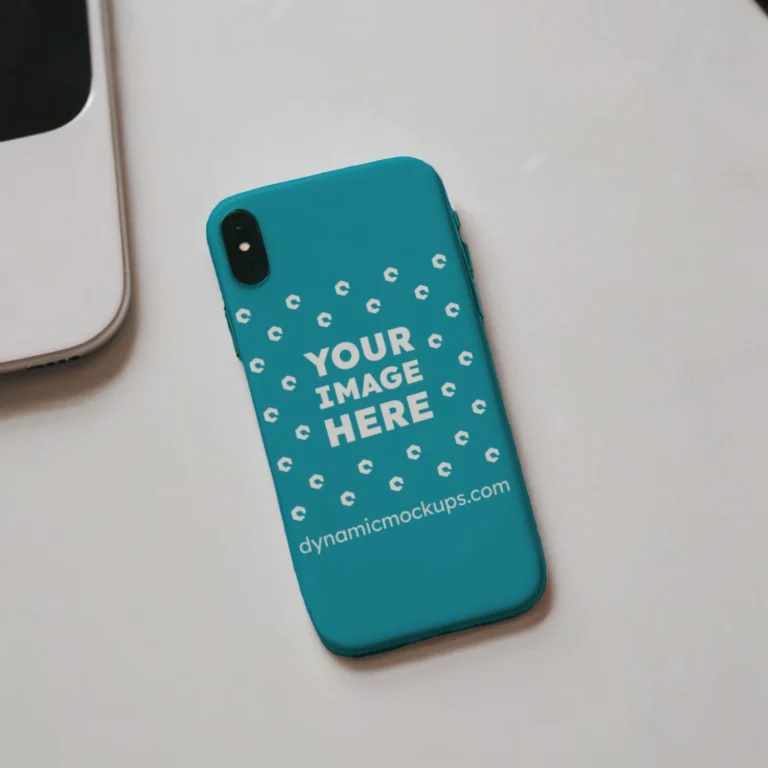 iPhone Teal Phone Case Mockup Template