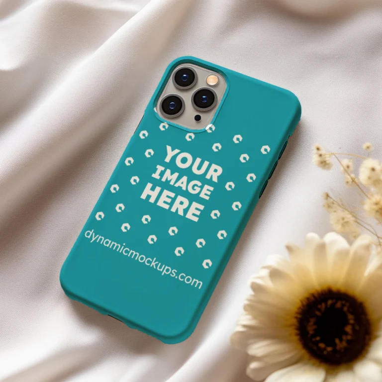 iPhone Teal Phone Case Mockup Template