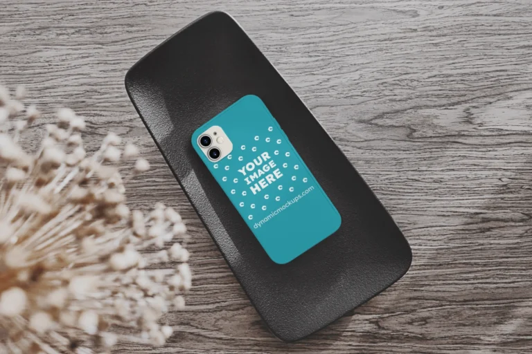 iPhone Teal Phone Case Mockup Template