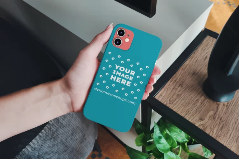 iPhone Teal Phone Case Mockup Template