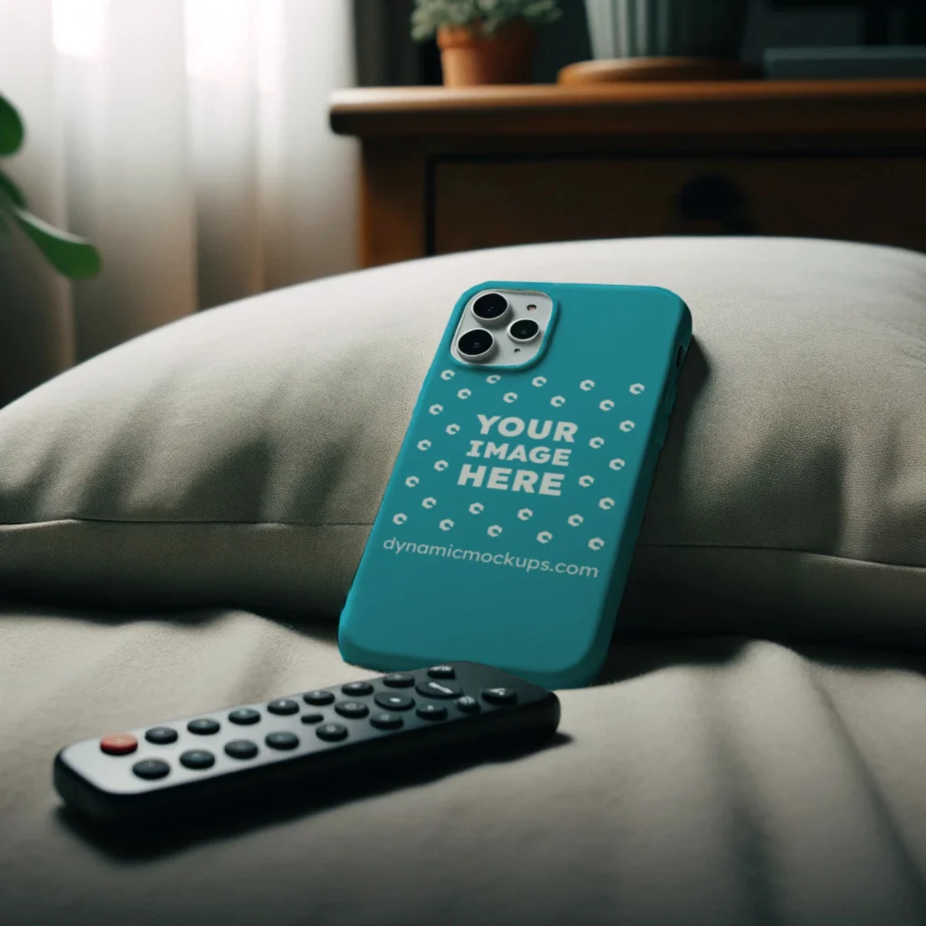 iPhone Teal Phone Case Mockup Template