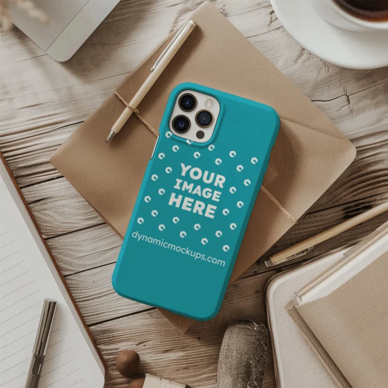 iPhone Teal Phone Case Mockup Template