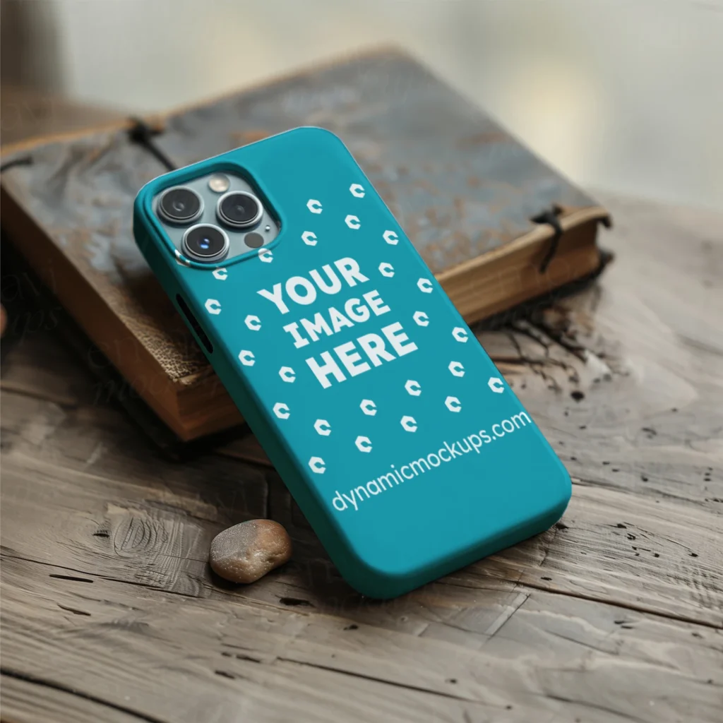 iPhone Teal Phone Case Mockup Template