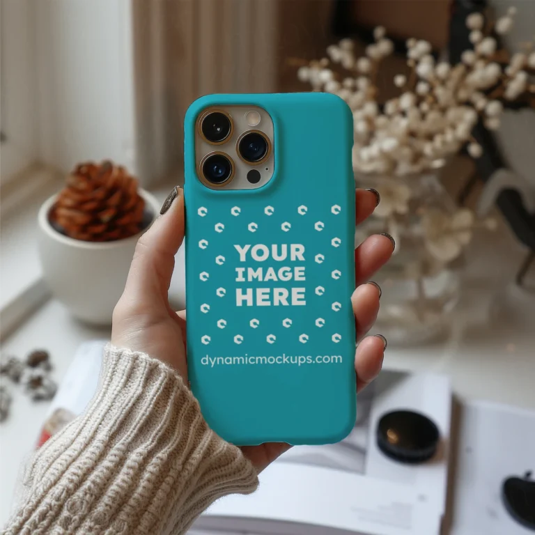 iPhone Teal Phone Case Mockup Template