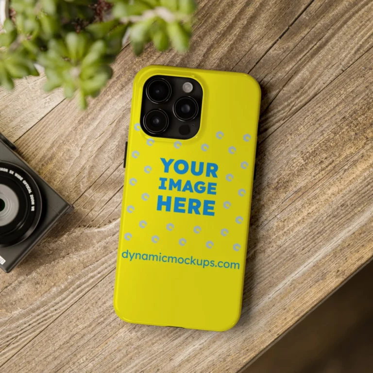 iPhone Yellow Phone Case Mockup Template