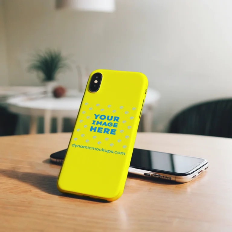 iPhone Yellow Phone Case Mockup Template