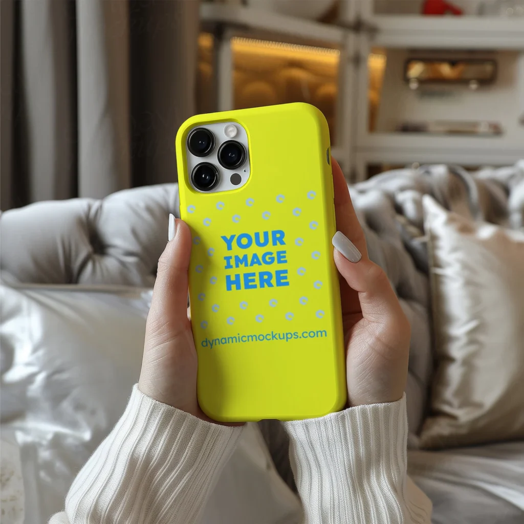 iPhone Yellow Phone Case Mockup Template