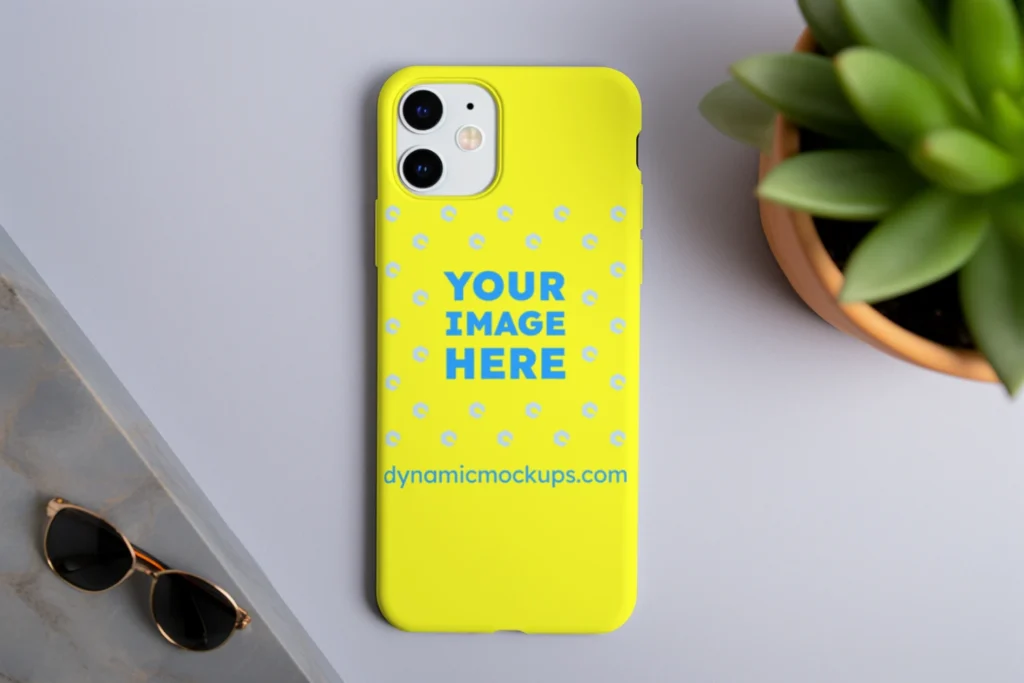 iPhone Yellow Phone Case Mockup Template