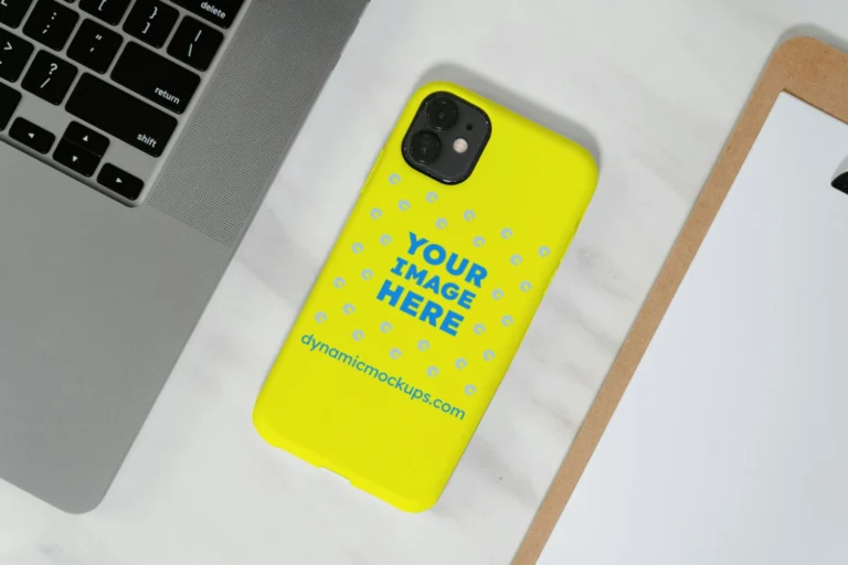 iPhone Yellow Phone Case Mockup Template