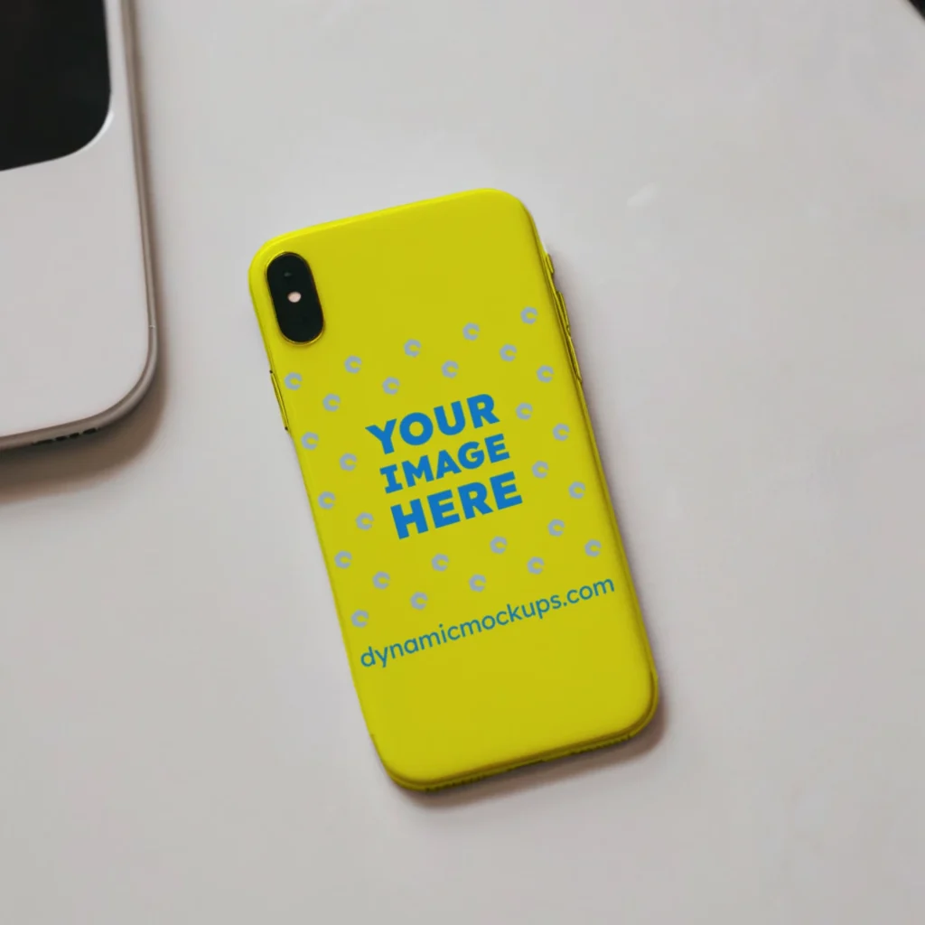 iPhone Yellow Phone Case Mockup Template