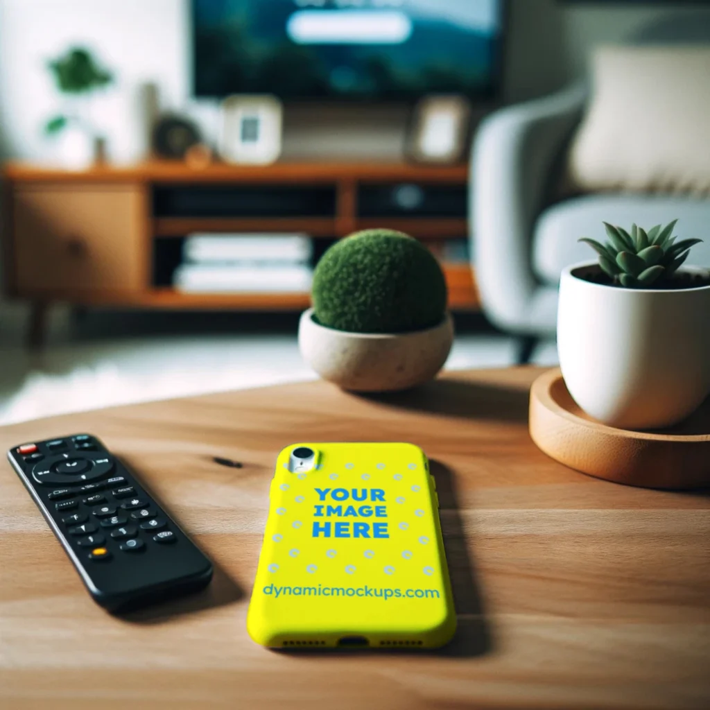 iPhone Yellow Phone Case Mockup Template