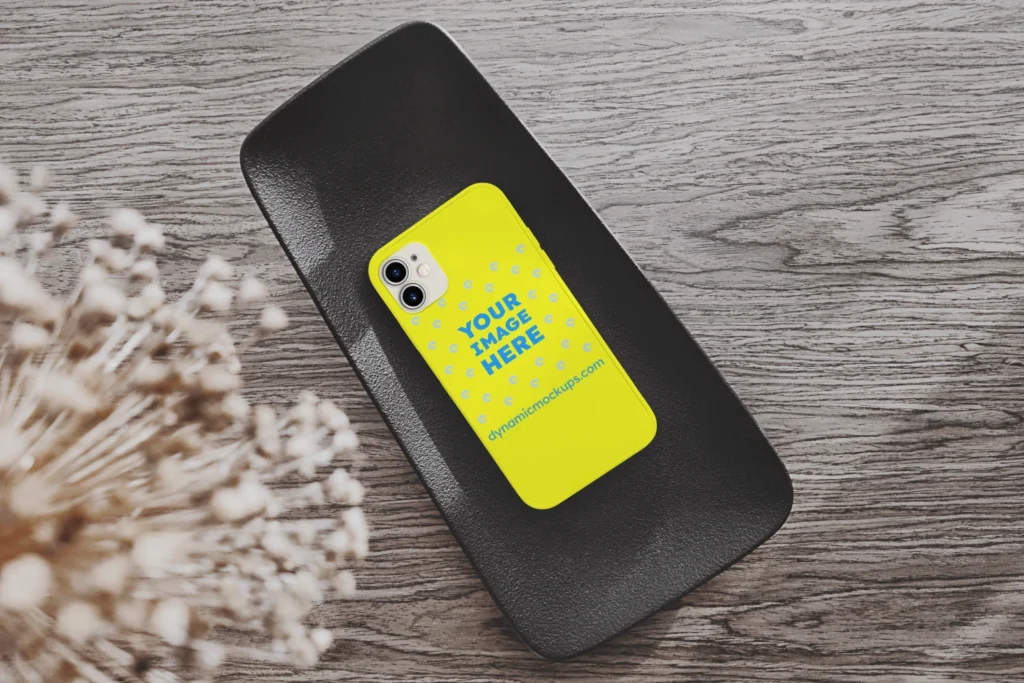 iPhone Yellow Phone Case Mockup Template