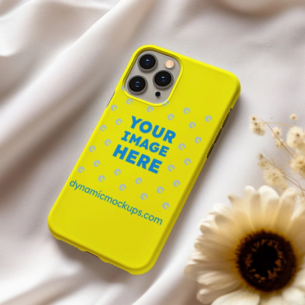 iPhone Yellow Phone Case Mockup Template