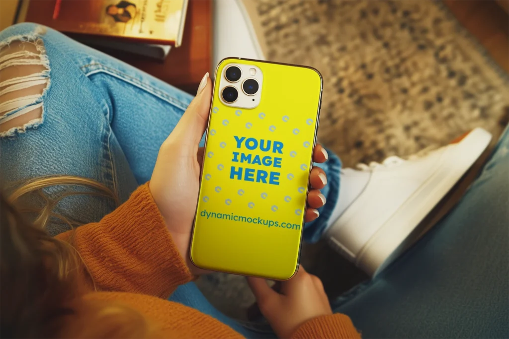 iPhone Yellow Phone Case Mockup Template