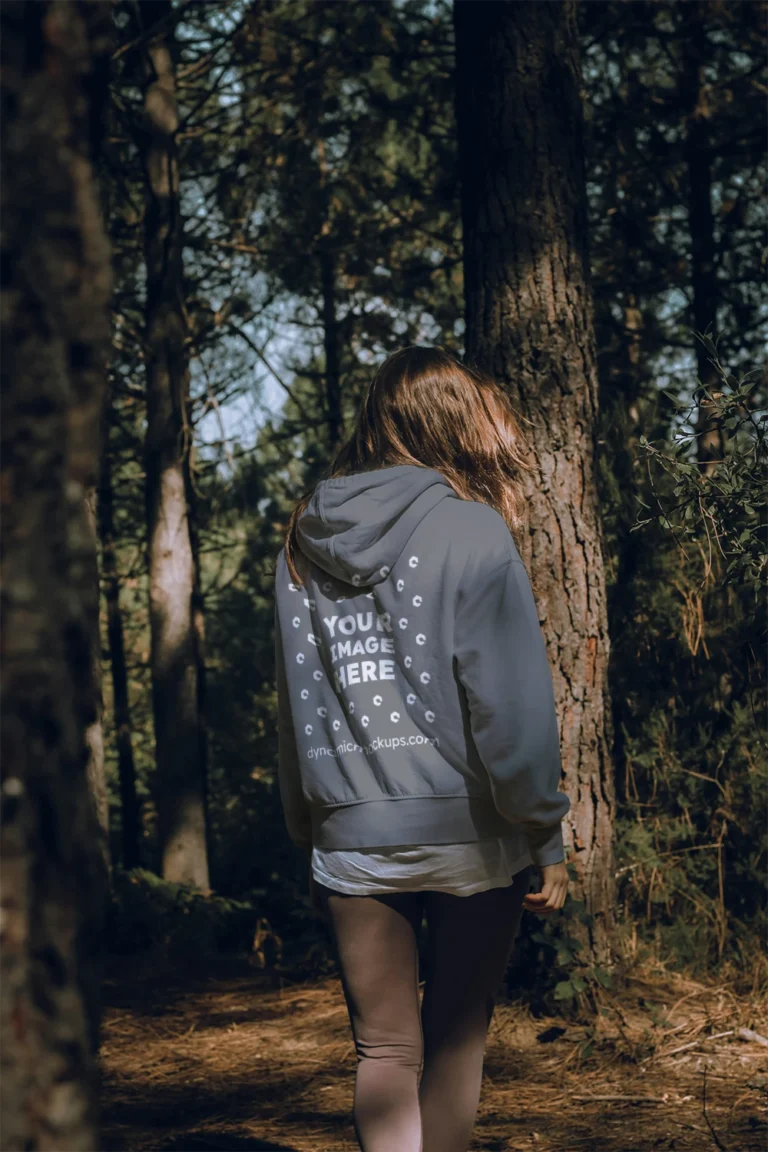 Man Wearing Gray Hoodie Mockup Back View Template