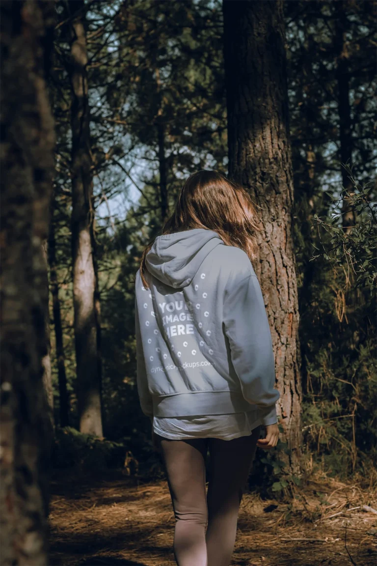 Man Wearing Light Gray Hoodie Mockup Back View Template