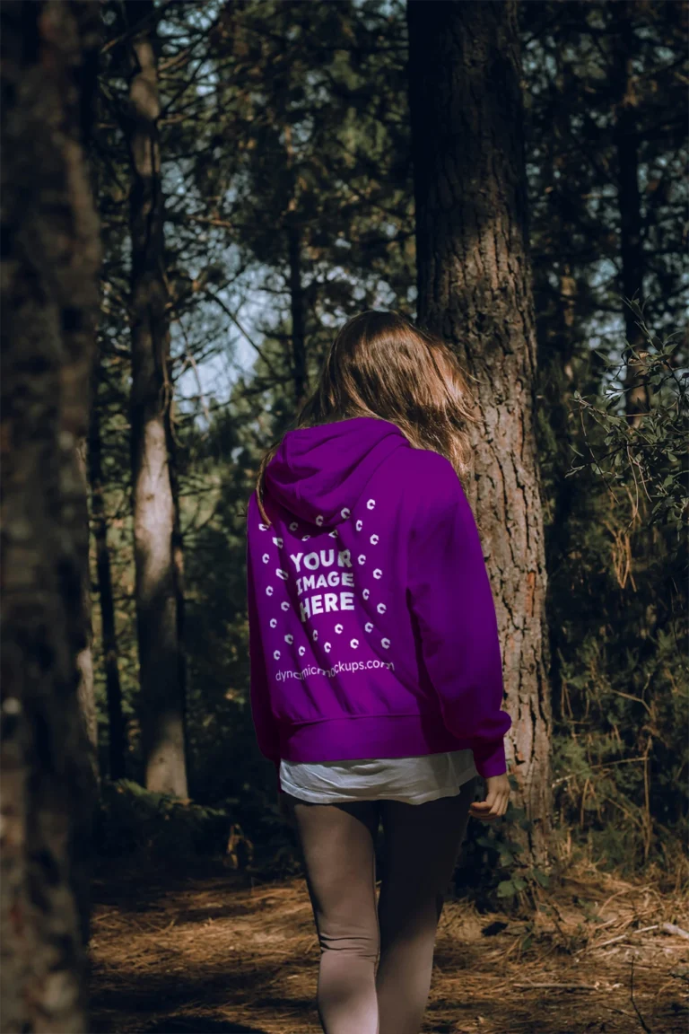 Man Wearing Purple Hoodie Mockup Back View Template